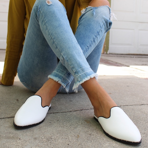 🆕️//The Lizzy// White studded Mule/Flat - Picture 5 of 5